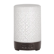 1 Pc 150ml Ultrasonic Mini Air Humidifier Aromatherapy Essential Oil Diffuser USB Powered Auto Shut Off Timer Ultra Quiet Cracked Cover White Yellow Dark Woodgrain For Home, Office, Yoga, Bedroom