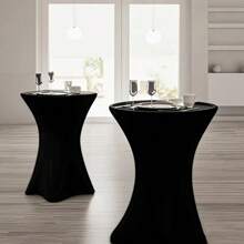 1pc Cocktail Table Cover, Circular Cocktail Table Cloth, Elastic Fitted Table Top Cover, Suitable For Bar, Wedding, Party, Birthday Events - Multicolor - View 2
