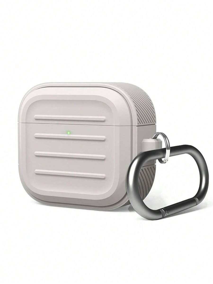 时尚百搭简约条纹硅胶蓝牙耳机盒 - 米色 - 查看 1