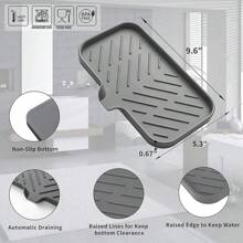Silicone Bathroom Soap Dishes With Drain Spout-Bathroom And Kitchen Sink Organizer,Sponge Holder,Dish Soap Tray,Perfect For Dispenser,Scrubber,Bottle,Cup On Sink Or Counter-Coffee 4.9"*3.2" - 灰色 - 查看 3
