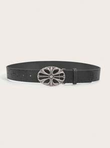 1 pièce Ceinture femme vintage en alliage boucle et PU imprimé, convient pour le style western cow-girl d'été, l'école