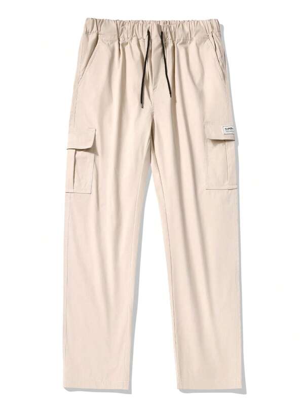 Nuevos pantalones casuales holgados de pierna recta tipo cargo para hombres, uso versátil diario, primavera/verano