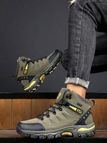 Men's Boots, Hiking Boots, Work Shoes, Anti-Puncture Safety Shoes, Thick Sole Non-Slip Sports Shoes, Men's Lace-Up Ankle Boots