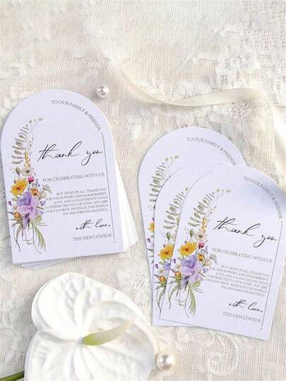 10/50pcs Flower Wedding Banquet Event Seating Cards, Tabletop Decoration Thank You Cards, Arch Design Greeting Cards Best Gifts, Wedding Decorations, Birthday Party Gifts, Room Decor, Home Decor,Floral Print Decorative Place Cards, Party Decorations, Party SuppliesHalloween Thanksgiving Christmas Decoration Floral Card