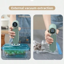 RAF Seladora a Vácuo Portátil Pequena/Uma Máquina de Vácuo Elétrica Portátil e Manual Combinada em Uma, Com Bolsa de Armazenamento a Vácuo e Bolsa de Zíper a Vácuo Reutilizável (Bolsa a Vácuo) para Bolsas de Zíper de Tamanho Grande e Médio, e Uma Máquina de Vácuo Elétrica Portátil. Preservação de Alimentos Portátil e Compacta, Eletrodomésticos de Cozinha