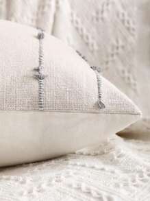 Miater Vỏ gối trang trí Jacquard sọc có tua rua, dùng cho phòng khách, phòng ngủ, trang trí ghế sofa - Xám - Xem 4