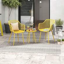 Lifezeal 3 Piece Patio Bistro Set All Weather Heavy Duty Table And Chairs Set Of 2 Black/Yellow - Yellow - View 5