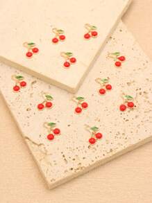 12pcs/Set Alloy DIY Cherry Fruit Pendant Charms - Red - View 1
