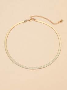 1pc Minimalist Gold Flat Snake Bone Necklace - Yellow Gold - View 2
