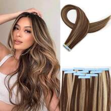 20pcs/Package Thick Tape In Hair Extensions Synthetic Hair ,Seamless Invisible Skin Weft Extensions ,Silky Straight For Fashion Women ,Easy To Apply (24inch , 70g) - Multicolor - View 19