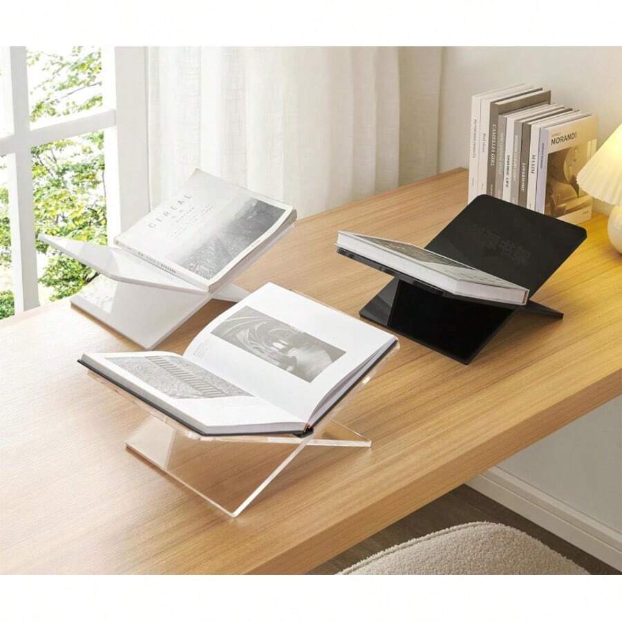 1 Set, Soporte acrílico en forma de X grande para estantería de libros, base para estantería, exhibidor de escritorio para libros, álbumes de fotos y revistas en forma de X