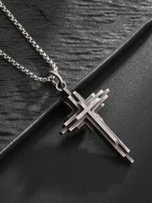 1pc Retro Cross Pendant Necklace - Hip-Hop Style For Men And Women - Perfect For Parties And Gifts - A - View 6