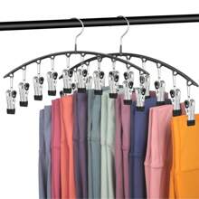Organizer per leggings per armadio, appendiabiti in metallo con 10 clip per pantaloni yoga, organizer appeso salva-spazio per armadio, gruccia curva per vestiti, appendiabiti in metallo per pantaloni yoga, portaoggetti per armadio, appendiabiti portatile e pieghevole