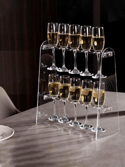 1pc=1set/3pcs=1set Elegant Acrylic Champagne Glass Holder, Modern Transparent Champagne Display Stand, Suitable For Party, Wedding, Christmas