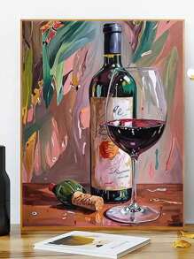 1 Set Personalized DIY Digital Painting Kit For Wine Glasses, Artistic Painting Set For Bedroom Decor And Wall Art, Simple And Fun Painting, Fulfil Your Artist Dream, Best Gift For Friends, 40*50CM - Burgundy - View 3