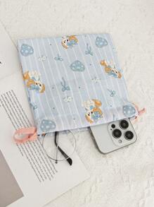 1Pc schattige hond strik bedrukte reis trekkoord rugzak huidverzorging trekkoord opbergtas make-up tas ondergoed opbergtas maandverband tas essentiële reis opbergset, verpakkingsdoos set, bagage opbergtas, mat bedrade headset, oordopje, headset, oplader, lippenstift, cosmetica, parfum, huidverzorging en schoonheidsproducten, huisdecoratie, geschikt voor moeders, studenten, vrouwen, sleutels, vakantiecadeaus