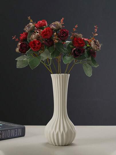 1 Pc 8 Inch Cream White Flower Ceramic Vase Design Simple And Generous For Home Decor Fireplace Bedroom Living Room Centerpieces Office Back To School Gift Design Box Packaged Use Room Decor Flower Vase Glass Vase