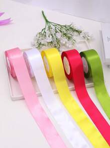 5 rollos de cinta de satén, de 4 cm de ancho, cinta para envolver regalos de Navidad, adecuada para rosas DIY, Halloween, decoraciones con cintas, embalaje de pasteles y regalos, lazos para bodas y fiestas, manualidades, costura y suministros de bordado