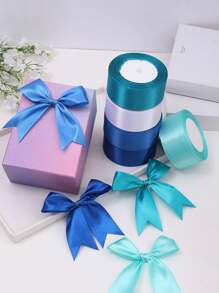 5 rollos de cinta de satén, de 4 cm de ancho, cinta para envolver regalos de Navidad, adecuada para rosas DIY, Halloween, decoraciones con cintas, embalaje de pasteles y regalos, lazos para bodas y fiestas, manualidades, costura y suministros de bordado