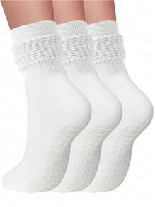 3 Pairs Women's Colorful Non-Slip Pilates Grip Socks, Suitable For Yoga, Casual Grip Socks, Pilates Socks - Multicolor - View 11