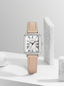 LUCKYFOX 1pc LUCKYFOX Vintage Vierkant Zinklegering Quartz Horloge Met Casual Leren Band, Geschikt Voor Jonge Studenten Dagelijks Leven
