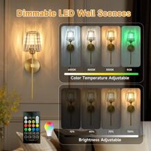 Battery Operated Crystal Wall Sconces 1/2 Gold Wireless Wall Sconce With USB Rechargeable LED Light Bulbs 12 Colors Dimmable Crystal Wall Lamp With Remote For Bedroom Living Room, Bulbs Included Without Light Bulb Vintage Wall Sconce Rechargeable Wall Sconce Stick On Sconces Wall Lighting