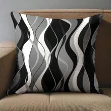 1/2/4 piezas Fundas de almohada abstractas onduladas en blanco y negro modernas de 17.7x17.7 pulgadas, de tela suave con impresión por un solo lado y cierre de cremallera, lavables a máquina - perfectas para la decoración de la sala de estar y el dormitorio, sin incluir los rellenos de las almohadas, almohadas de tiro para el dormitorio