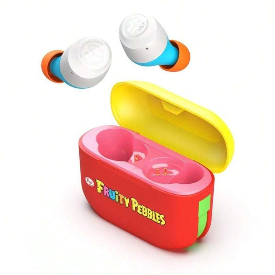 JLab X Fruity Pebbles Go Air Po.P True Wireless Bluetooth Earbuds, Charging Case, IPX4 Sweatproof, 3 EQ Sound Settings, For IPhone/Android, Headphone Audio Cable - 水果鵝卵石 - 查看 1