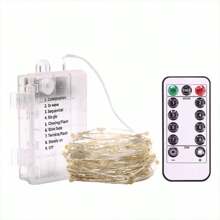 1 pièce Guirlande lumineuse à LED blanche chaude, alimentée par batterie avec télécommande et minuterie - 50/100/200 LED, longueur de 16,4 pi/32,8 pi/65,6 pi, modes scintillant et clignotant, pour chambre à coucher, intérieur, mariage, dortoirs, Noël, Halloween, décoration, éclairage de pièce