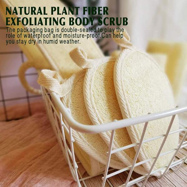 1 pieza Esponja de luffa exfoliante para el lavado del Body, lavado facial exfoliante natural de luffa para hombres y mujeres en la ducha y el baño