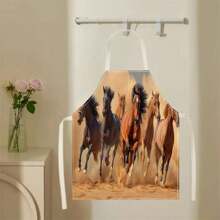 1pc Horse Gallops 3D Pattern Linen Apron For Home Cooking, Kitchen Wear, And Cooking Enthusiasts - Multicolor - View 9
