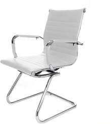 Silla Oficina Escritorio Ergonomica Minimalista Moderna Base Metal Trineo Soporte Lumbar Comoda Duradera (Blanco)