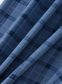 2pcs/Set Men's Summer Lightweight Pajama Set, Short Sleeve Top & Long Pants Sleepwear Loungewear - Dusty Blue - View 5