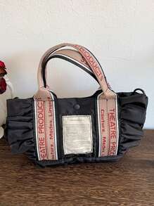Oriental Fashion Street Fashion Bag Ruffled Jacquard Shoulder Bag With Shoulder Strap Rope Can Be Diagonal Span Can Be Shoulder Back