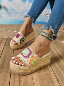 Sandales à plateforme de style bohème pour femmes, mules de plage . Convient pour le port quotidien, les fêtes, les mariages et divers festivals