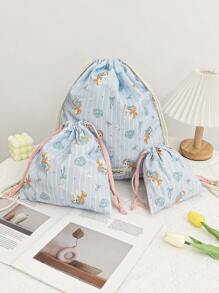 1Pc schattige hond strik bedrukte reis trekkoord rugzak huidverzorging trekkoord opbergtas make-up tas ondergoed opbergtas maandverband tas essentiële reis opbergset, verpakkingsdoos set, bagage opbergtas, mat bedrade headset, oordopje, headset, oplader, lippenstift, cosmetica, parfum, huidverzorging en schoonheidsproducten, huisdecoratie, geschikt voor moeders, studenten, vrouwen, sleutels, vakantiecadeaus