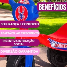Carrinho de Passeio Triciclo Kemotoca Gatinha Aranha Motoca Velotrol Quadriciclo com Haste Empurrador e Pedal Brinquedo Infantil Menino Menina Criança Bebe Andador Barato - Rosa - Visão 3