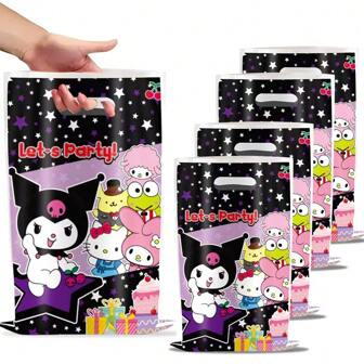 Sanrio 30 pièces Sacs cadeaux d'anniversaire de la marque Sanrio Kuromi, sacs à bonbons, sacs surprises. Fournitures et décorations pour la fête d'anniversaire Kuromi