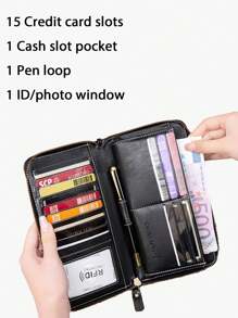 XAXRE 男士 RFID 钱包 PU 皮革信用卡夹 拉链钱包 漂亮柔软腕带钱包 手拿包旅行钱包 适合青少年夏季休闲户外运动或度假旅行或毕业礼物或生日礼服配饰 - 均碼 - 查看 10