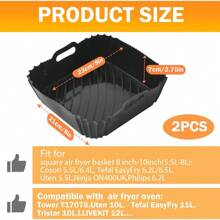 2 Piece Silicone Mould Reusable Heat-Resistant Non-Stick For Oven Air Fryer Microwave Oven, Airfryer Accessories Reusable Airfryer Silicone Mould, Silicone Mould Hot Air Fryer For Hot Air Fryer, Silicone Mould For Hot Air Fryer, Airfryer Accessories - Black - View 2