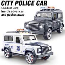 1pc Simulation Inertia Sound And Light City 110 Police Vehicle Off-Road Vehicle Security Vehicle Children Boy Toy Car Model,Back To School