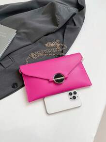 Envelope Bag Small Niche Fashion Design Retro Women Handbag - Hot Pink - View 6