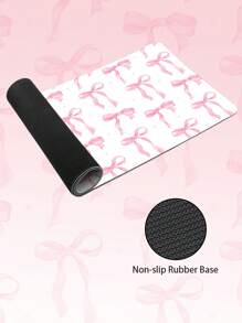 1 件粉色蝴蝶结设计橡胶防滑台式机/笔记本电脑办公游戏鼠标垫 - 粉色 - 查看 5