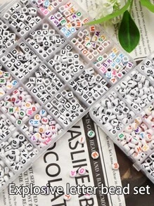 Crylic Letter Beads White Cube Sorted Alphabet Beads For Jewelry Making, Bracelets, Necklaces, Key Chains - Multicolor - View 3