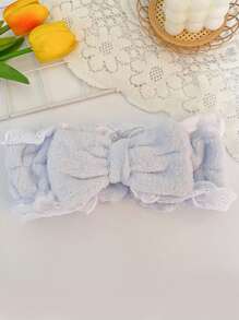 1/2/3 Pcs Cute Lace Plush New Style Face Washing Headband Wide Edge Pleated Sweet Bow Headband Female Wash Mask Headband Face Washing Headband Plush Hair Accessories Bathroom Hair Accessories Face Washing Headband