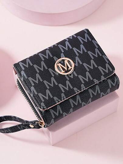 Damen Geldbörse mit kurzem Reißverschluss, gestickt, neuer stilvoller dreifach gefalteter Clutch, mehrere Kartenfächer für Damen Geldbörse, Mini-Geldbörse, Portemonnaie, kleine Geldbörse