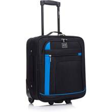 Luggage Medium Suitcase Expandable Soft Shell Durable Lightweight Hold Check In Trolley Case With 2 Wheels Built-In 3 Digit Combination Lock (Black/Blue, 79 Liter) - Black/blue - View 11