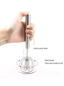 1 件半自动旋转打蛋器，不锈钢搅拌器，鸡蛋、面粉和馅料搅拌工具，适用于厨房烹饪用具、奶油制作、半自动压榨操作 - 銀色 - 查看 4