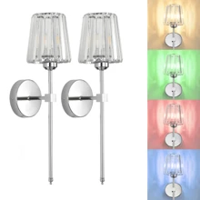 Battery Operated Crystal Wall Sconces 1/2 Gold Wireless Wall Sconce With USB Rechargeable LED Light Bulbs 12 Colors Dimmable Crystal Wall Lamp With Remote For Bedroom Living Room, Bulbs Included Without Light Bulb Vintage Wall Sconce Rechargeable Wall Sconce Stick On Sconces Wall Lighting