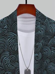 Men's Olive Green Floral Retro Pattern Kimono Style Clothing, Beach Casual Shirt